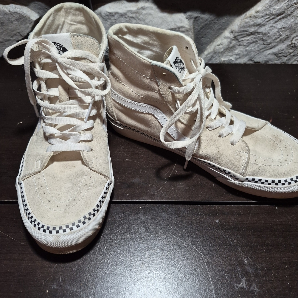 Vans High-Top Sneakers in Cream and White